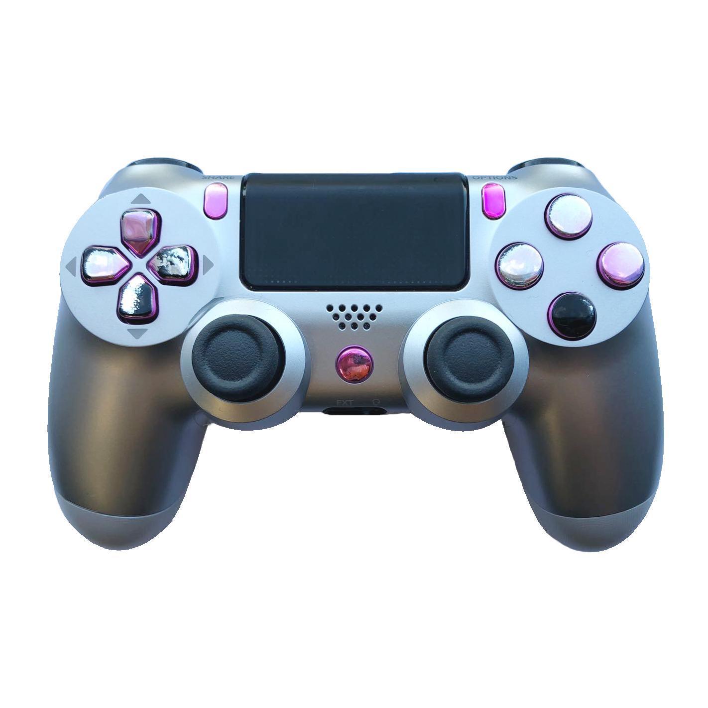 Sony PS4 Controller Dualshock 4 Zilver Met Custom Roze Knoppen
