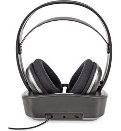 Nedis Draadloze Hoofdtelefoon RF Over-ear Headset + Oplaadstation - Zwart / Zilver