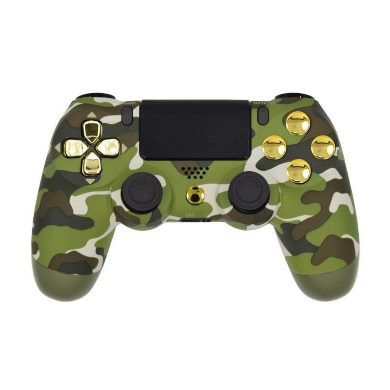 Sony PS4 Controller Dualshock 4 Camo Groen met Custom Gouden Metallic knoppen (Origineel
